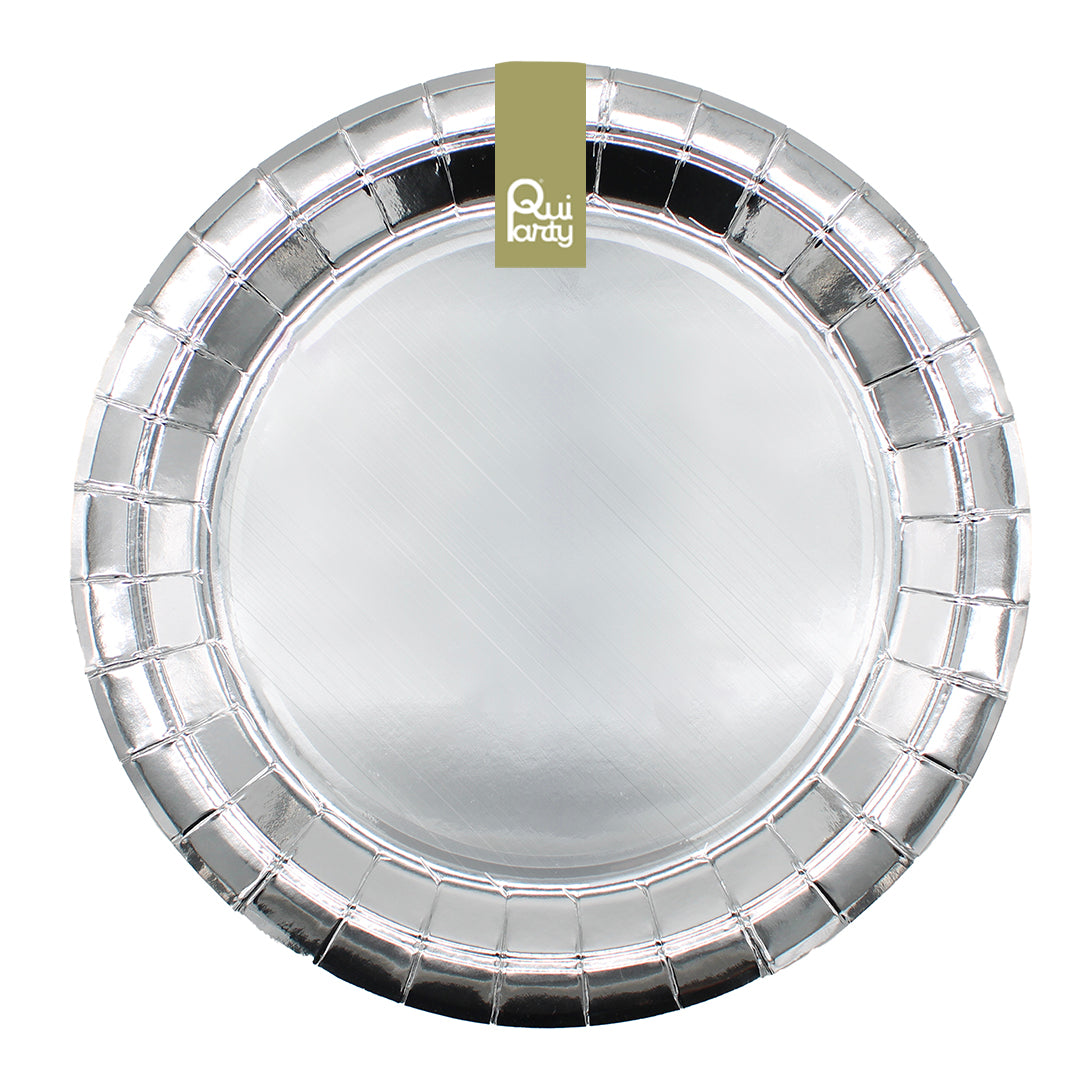 Piatto in carta 24cm - Argento Metal - pz.15