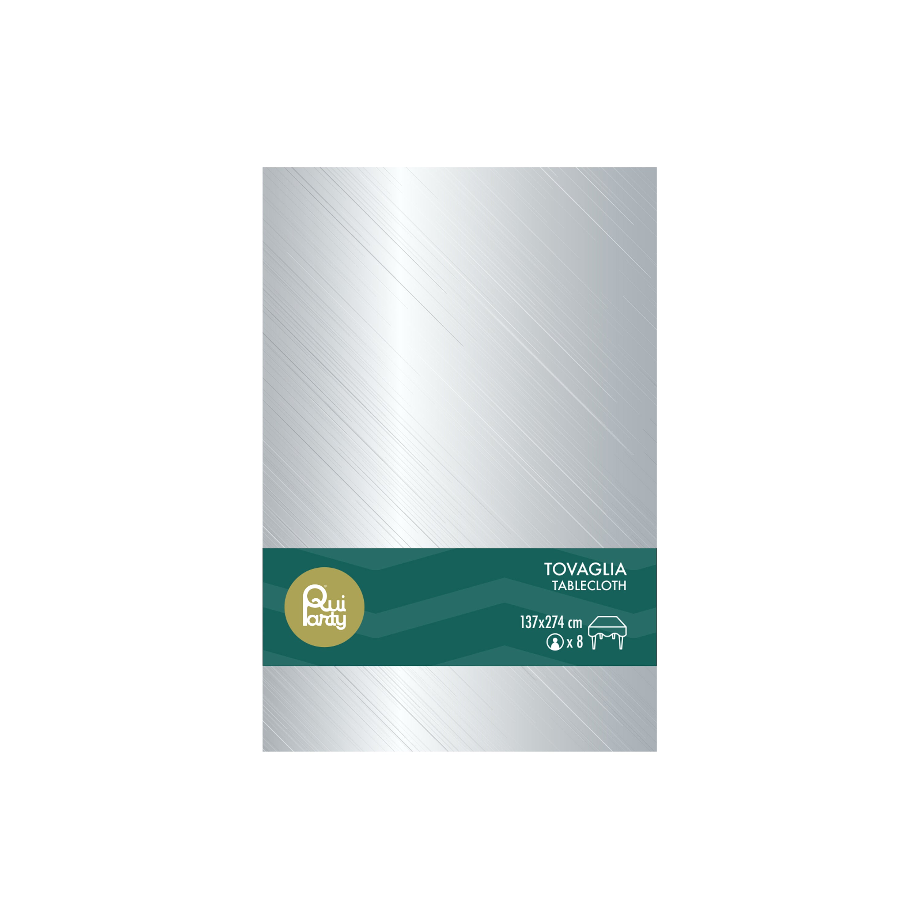 Tovaglia in plastica cm 137x274 Argento metal