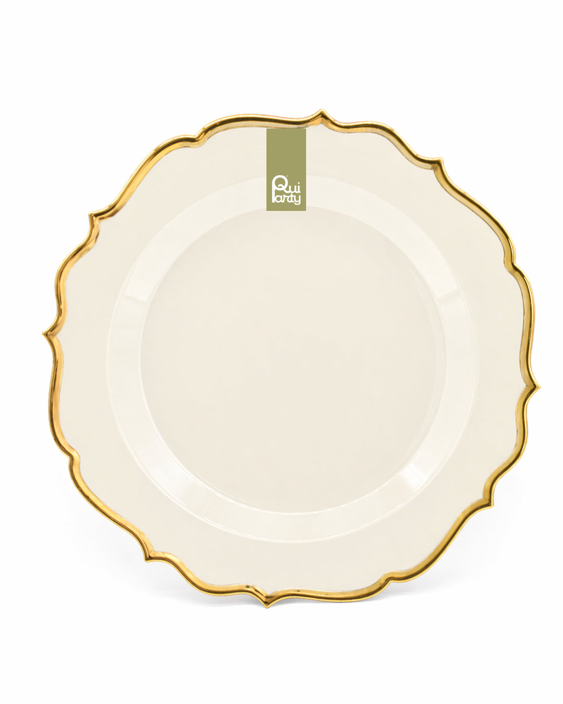 Piatto in plastica Élite cm 25,5 pz.6 - Avorio chiaro-Oro metal