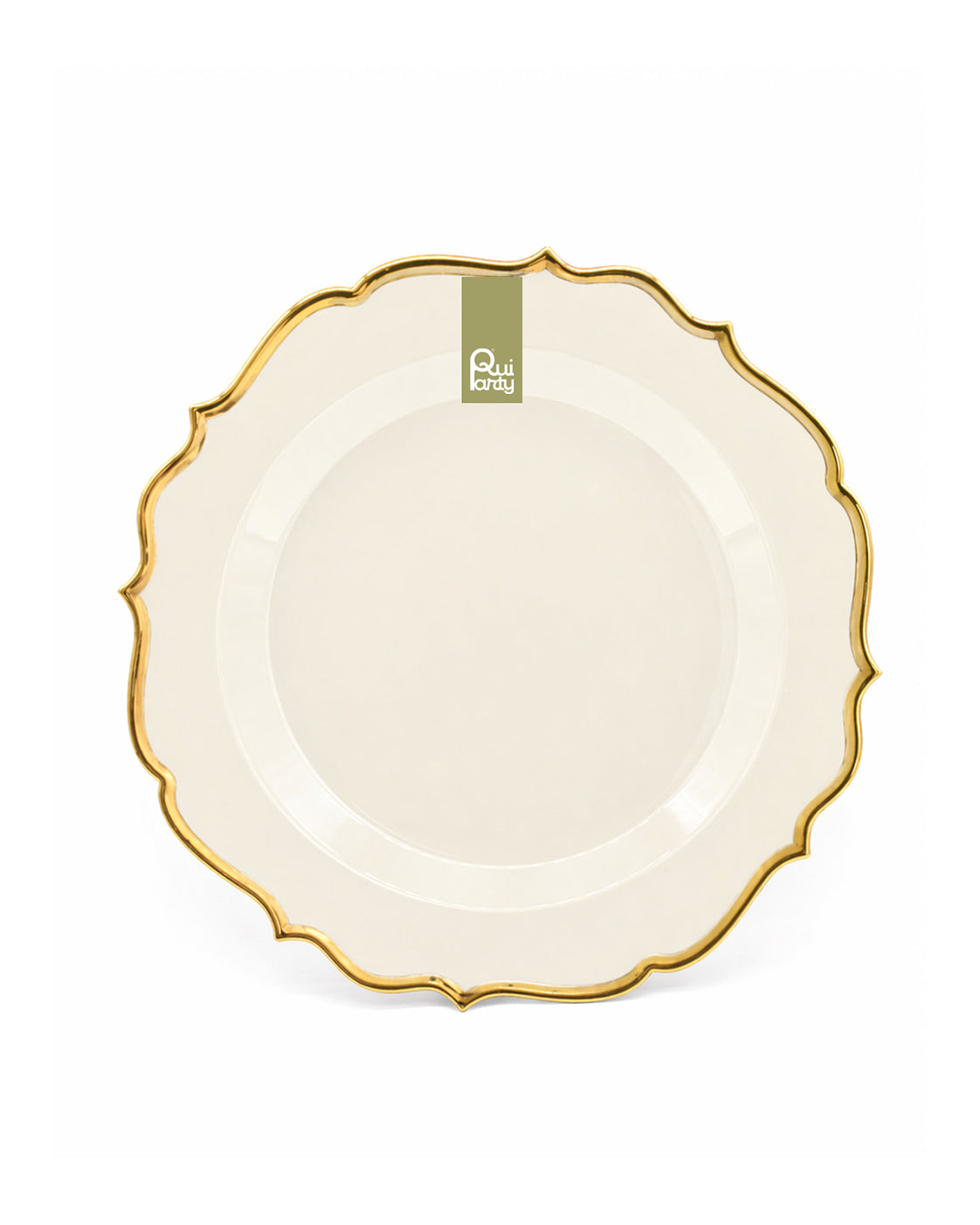 Piatto in plastica Élite cm 19 pz.6 - Avorio chiaro-Oro metal