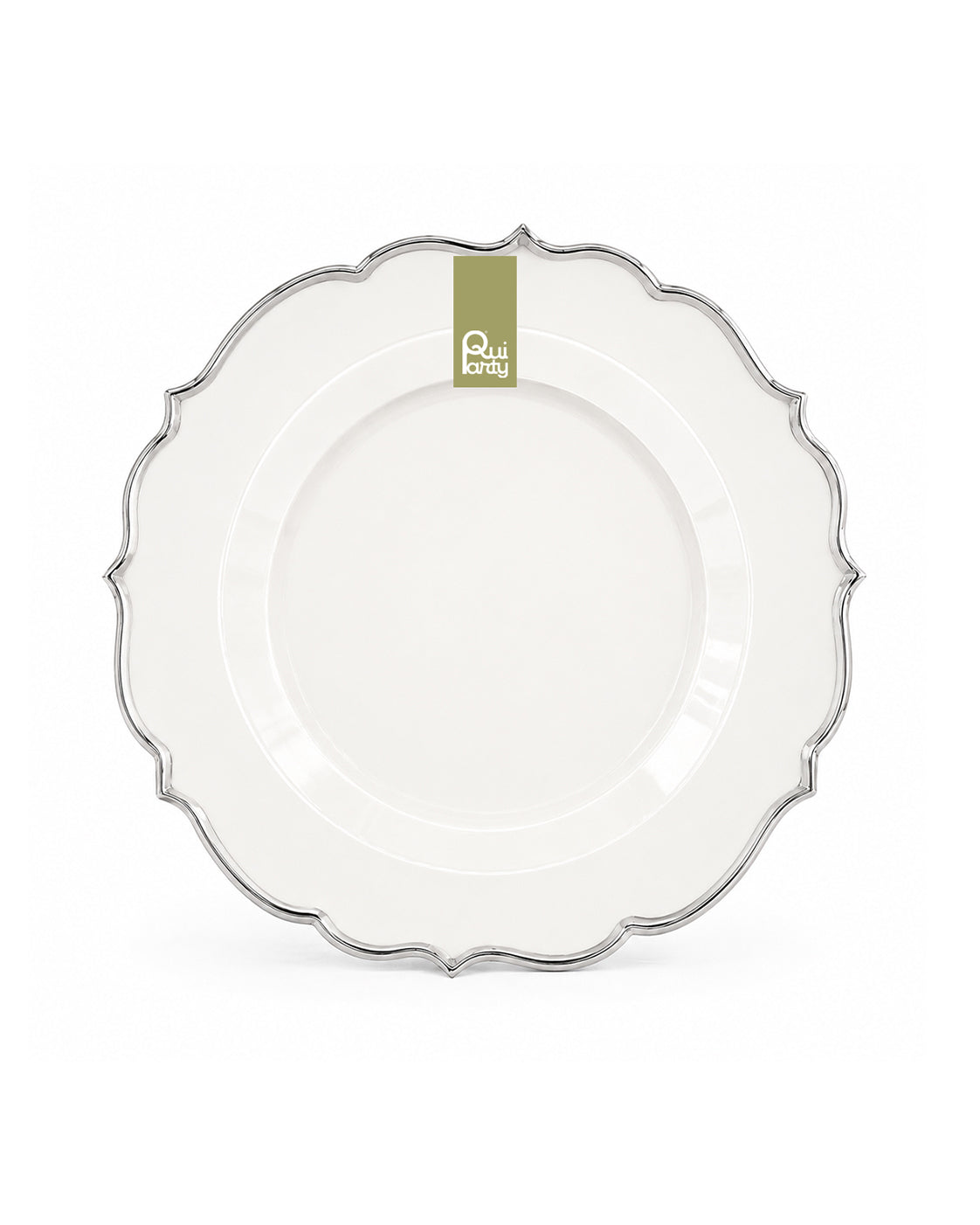 Piatto in plastica Élite cm 19 pz.6 - Bianco-Argento metal