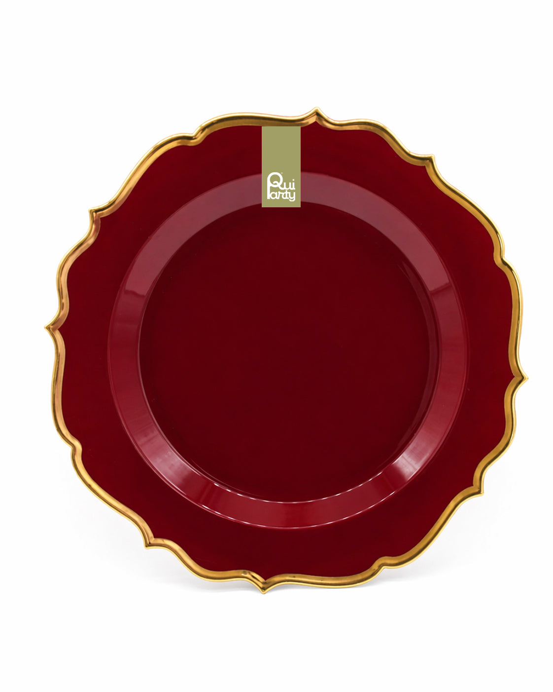Piatto in plastica Élite cm 25,5 pz.6 - Borgogna-Oro metal