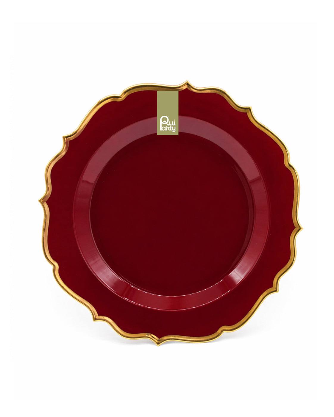 Piatto in plastica Élite cm 19 pz.6 - Borgogna-Oro metal