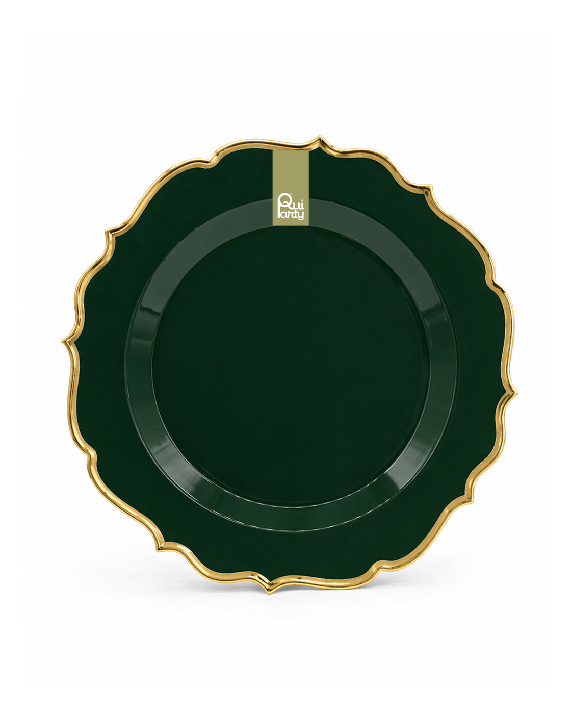 Piatto in plastica Élite cm 19 pz.6 - Verde foresta-Oro metal