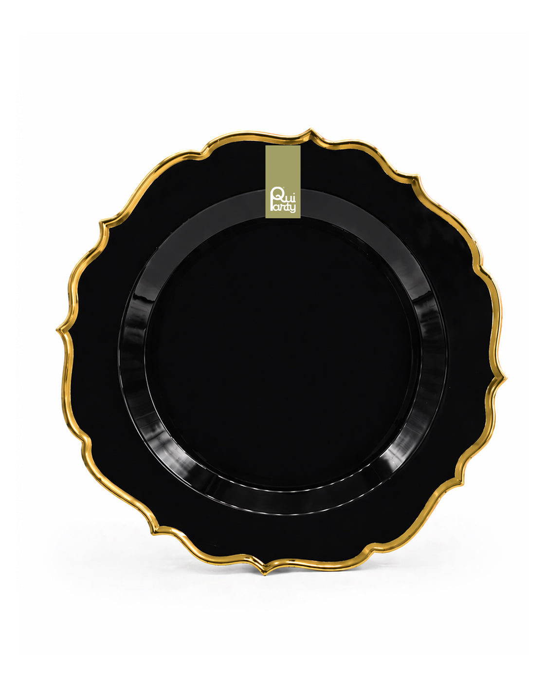 Piatto in plastica Élite cm 19 pz.6 - Nero onice-Oro metal