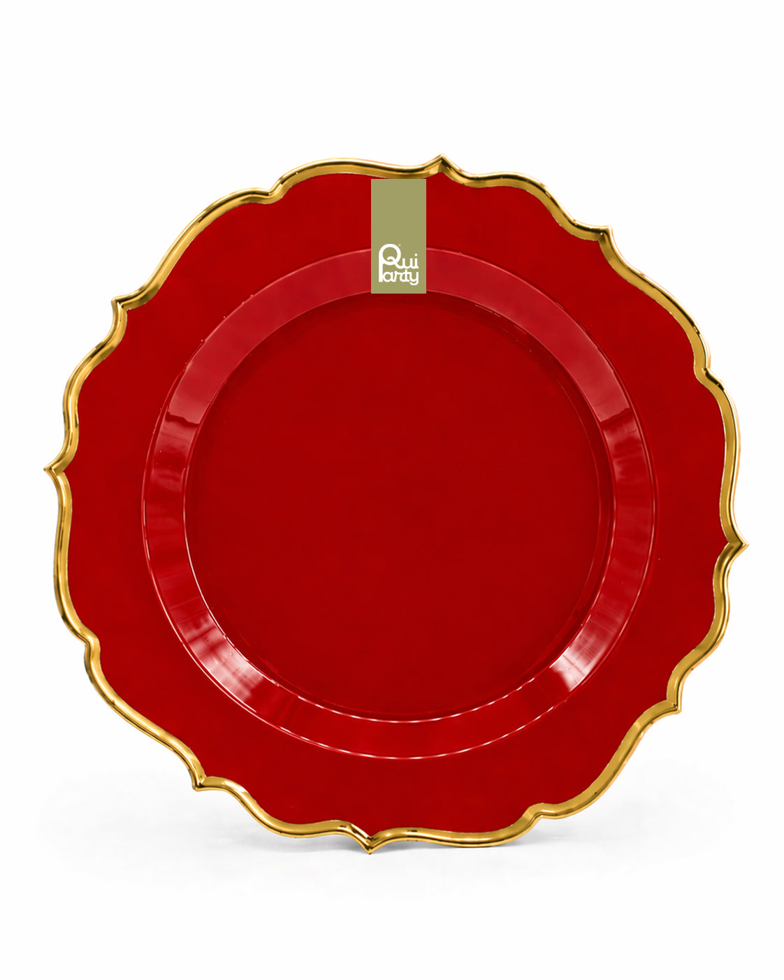 Piatto in plastica Élite cm 25,5 pz.6 - Rosso cardinale-Oro
