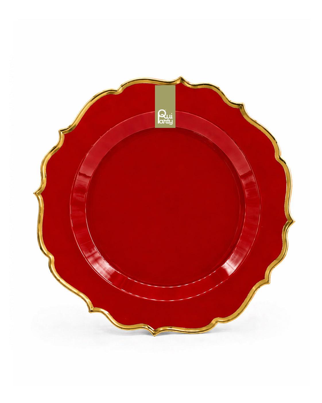 Piatto in plastica Élite cm 19 pz.6 - Rosso cardinale-Oro