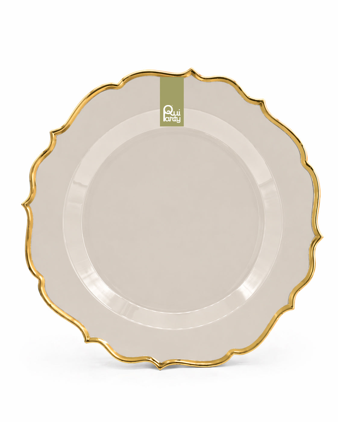 Piatto in plastica Élite cm 25,5 pz.6 - Tortora stone-Oro metal