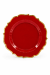 Piatto in plastica Élite cm 25,5 pz.6 - Rosso cardinale-Oro