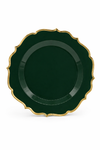 Piatto in plastica Élite cm 25,5 pz.6 - Verde foresta-Oro metal